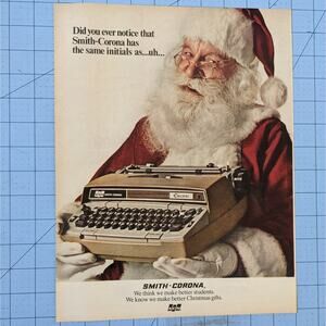 Vintage Print Ad 1971 Santa Smith Corona